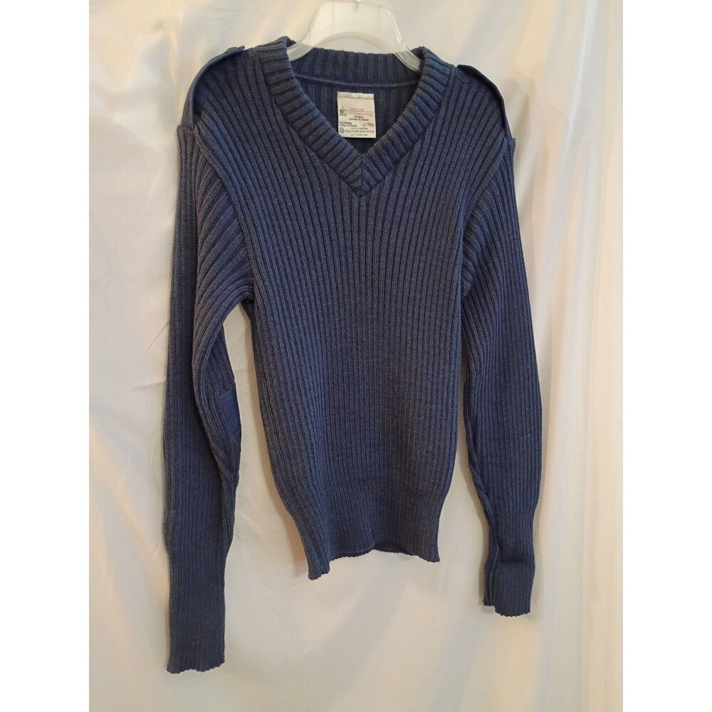 Brigade Quartermasters Wool Sweater  Blue Wool Commando 80s coastal cabincore